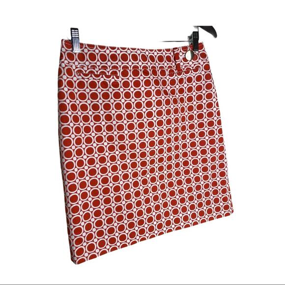 Loft orange and white geometric print  lined pencil skirt - Picture 2 of 7